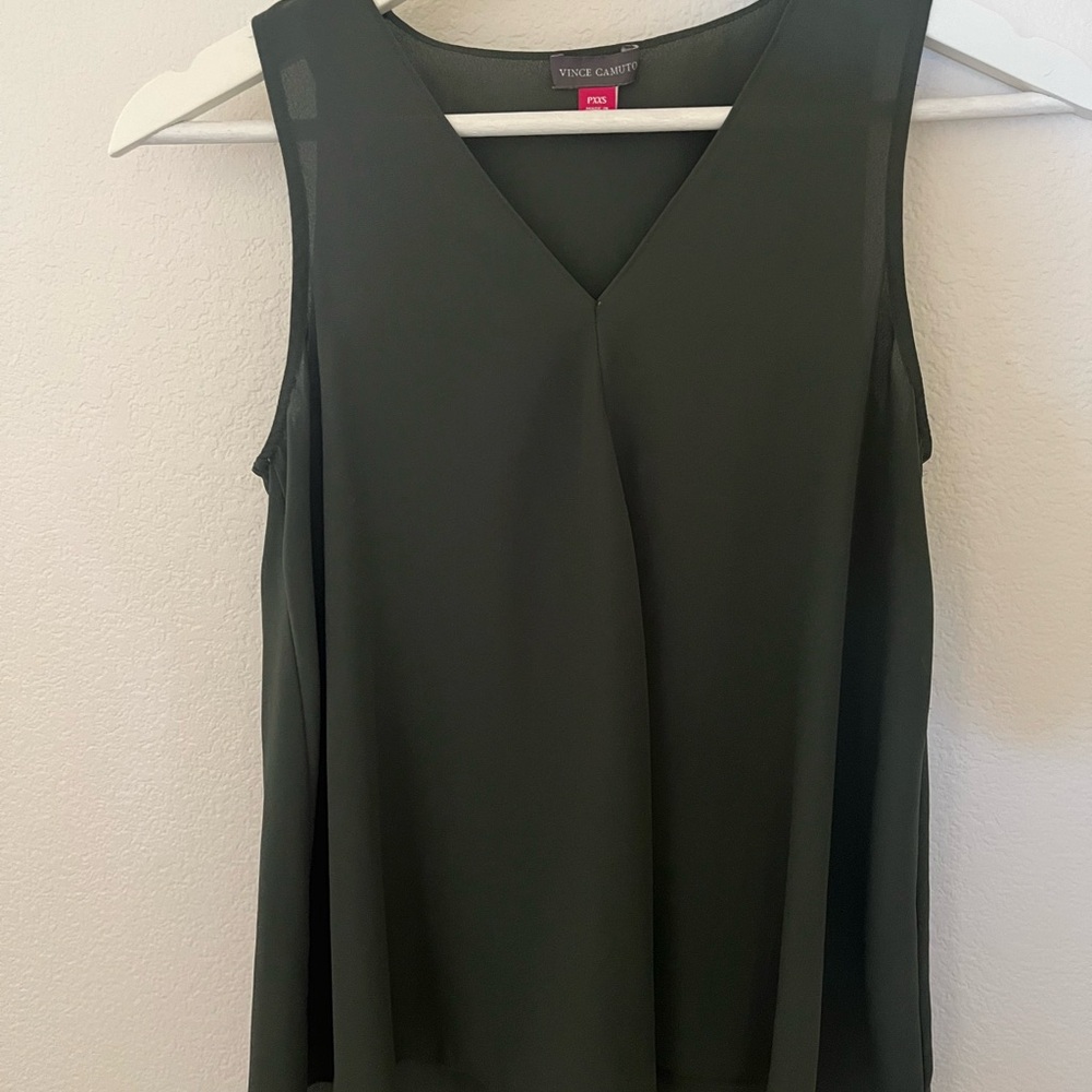 Forest Green Sleeveless Flowy Work Blouse